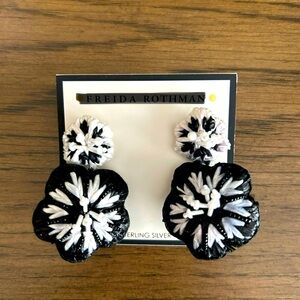Mignonne Gavigan drop black white flower earrings